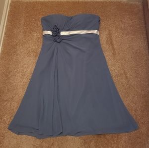 Bill Levkoff Short Gray Bridesmaid Dress